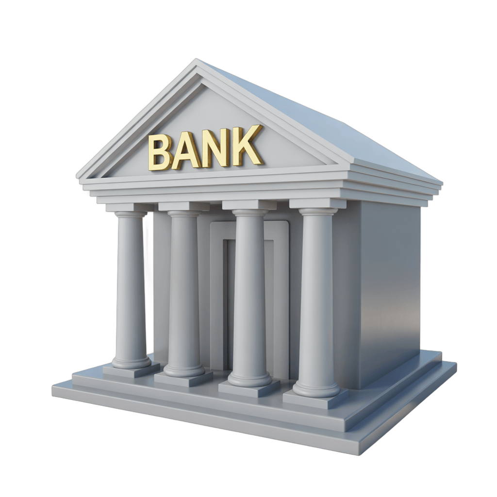 3d bank building illustration clipart with classical columns for financial business presentations PNG - transparent background