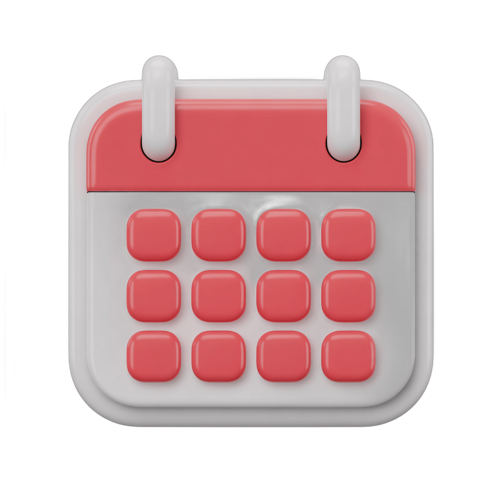 3d calendar clipart isolated transparent background for scheduling and planning designs PNG - transparent background