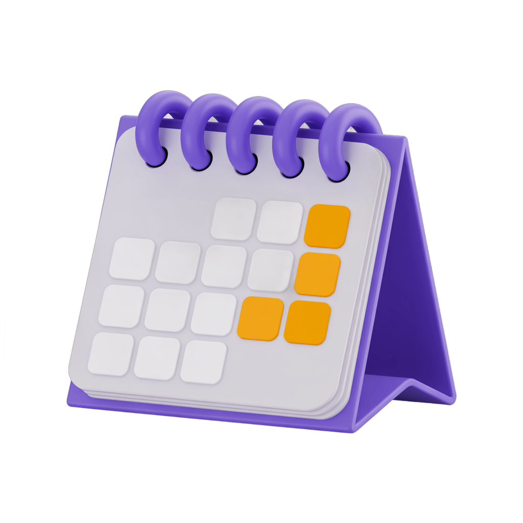 3d calendar stand with highlighted dates for planning and scheduling events PNG - transparent background
