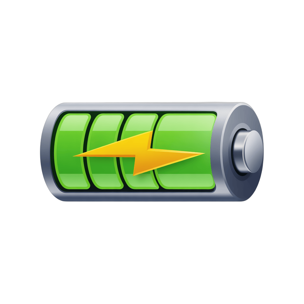3d cartoon battery icon with charging arrow for energy efficiency presentations and marketing materials PNG - transparent background