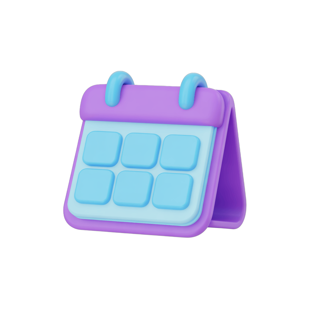 3d cartoon calendar clipart graphic element for planning and scheduling designs PNG - transparent background