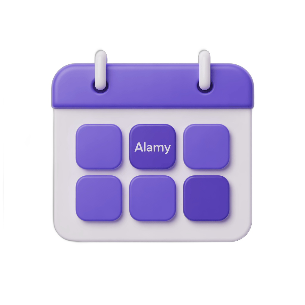 3d cartoon calendar clipart with alamy text for scheduling and planning designs PNG - transparent background