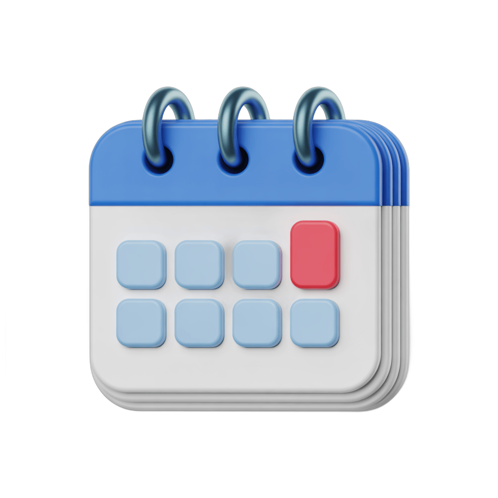3d cartoon calendar clipart with highlighted date for scheduling and planning documents PNG - transparent background