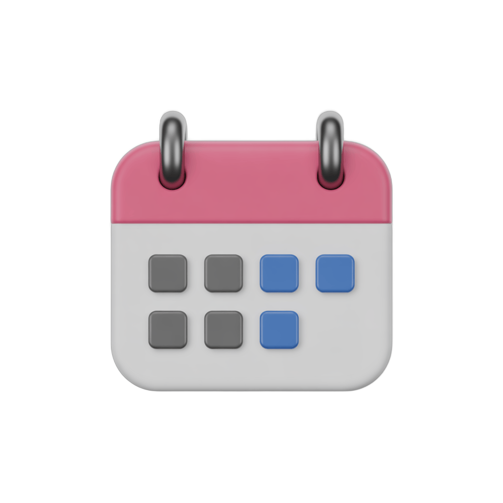 3d cartoon calendar page with dates for planning and scheduling events PNG - transparent background