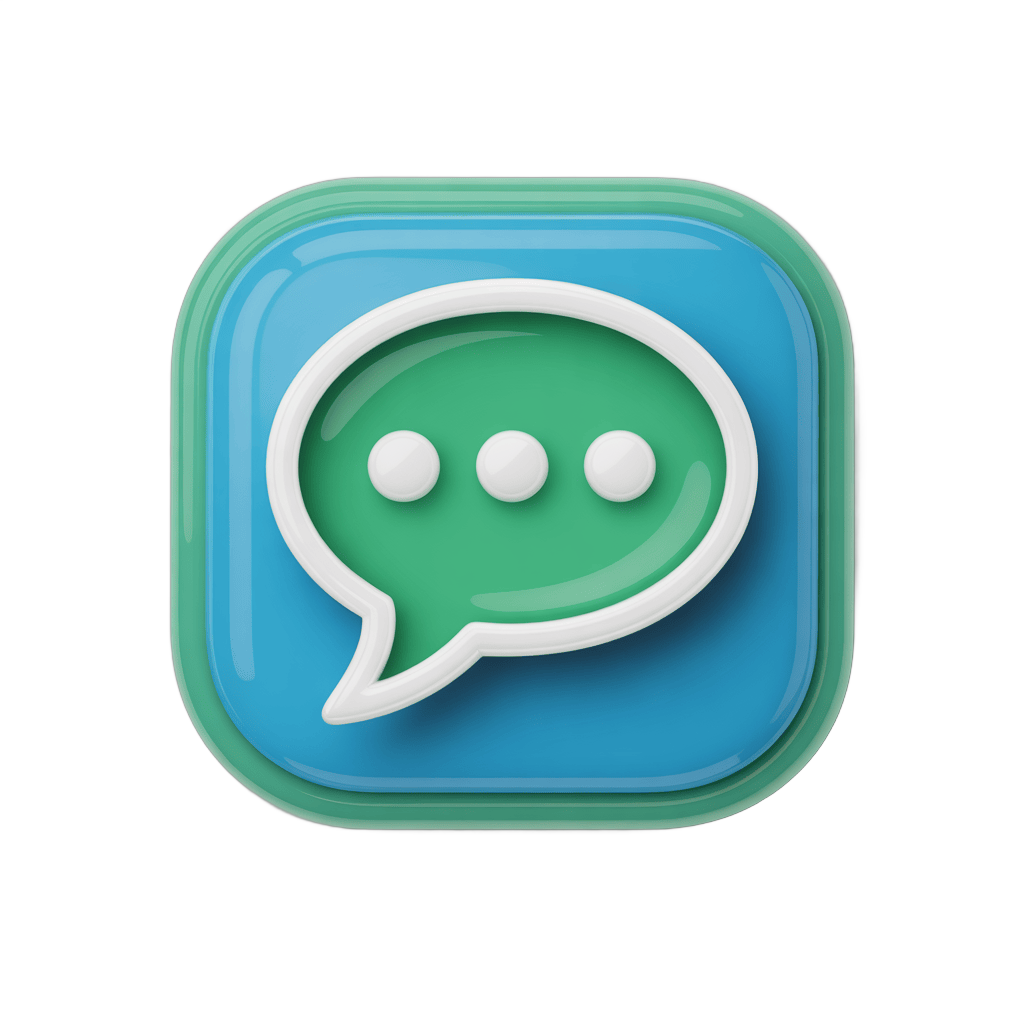3d cartoon chat message bubble icon with dots for mobile messaging app design PNG - transparent background