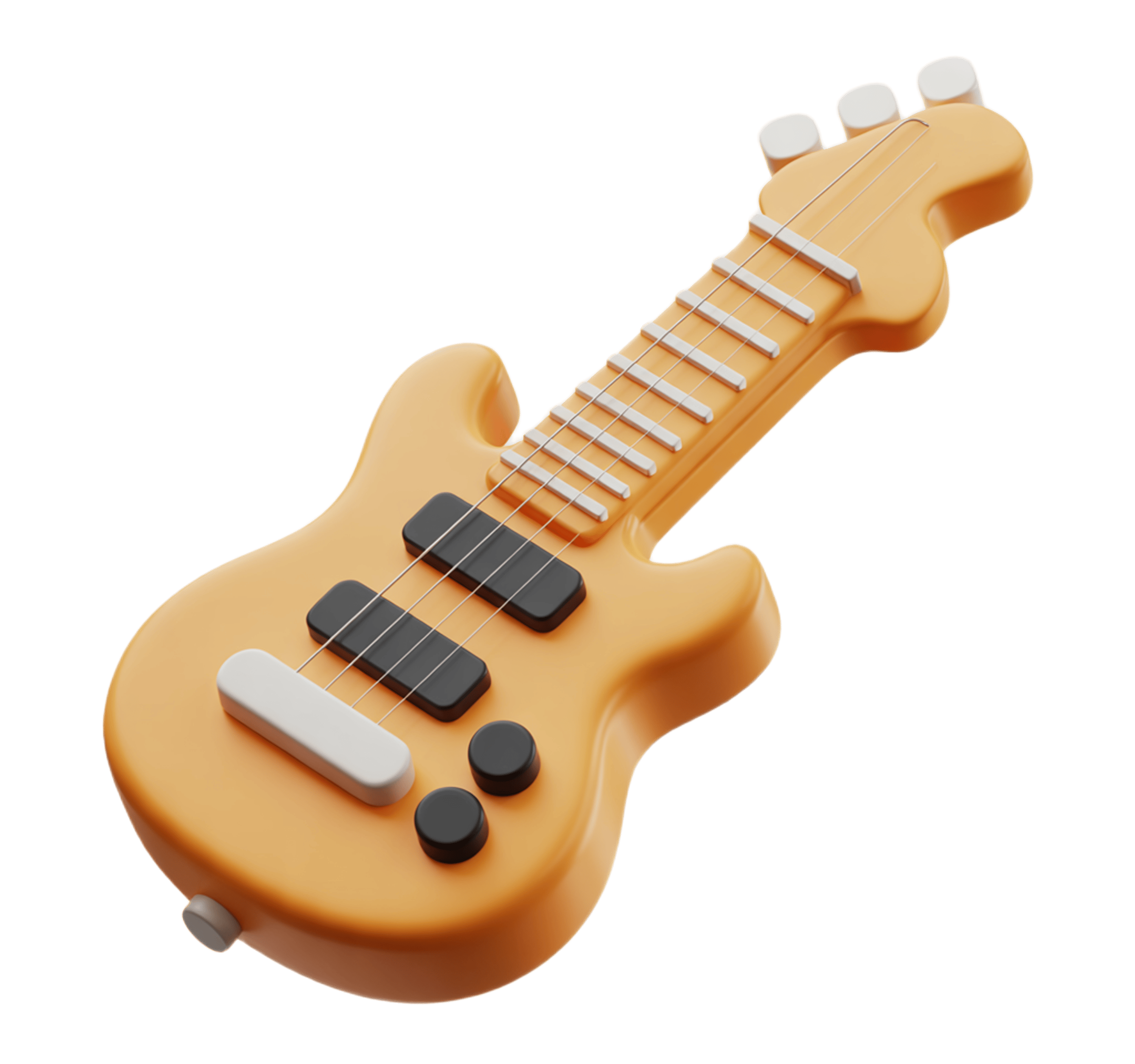 3d cartoon electric guitar clipart isolated transparent background graphic element PNG - transparent background
