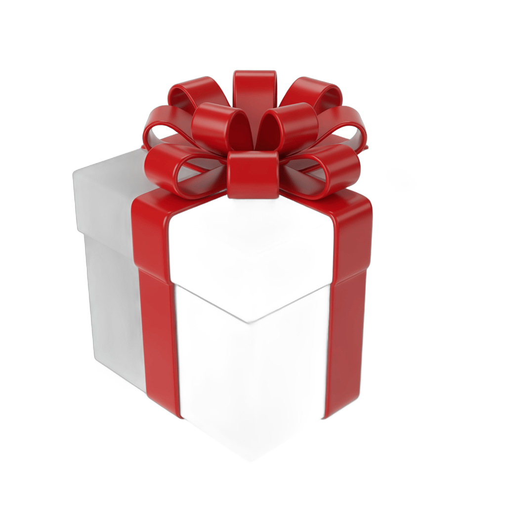 3d cartoon gift box with red ribbon bow for holiday and celebration presentations PNG - transparent background