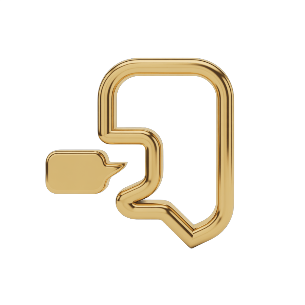 3d cartoon gold speech bubble icon with sound wave for presentations and social media graphics PNG - transparent background