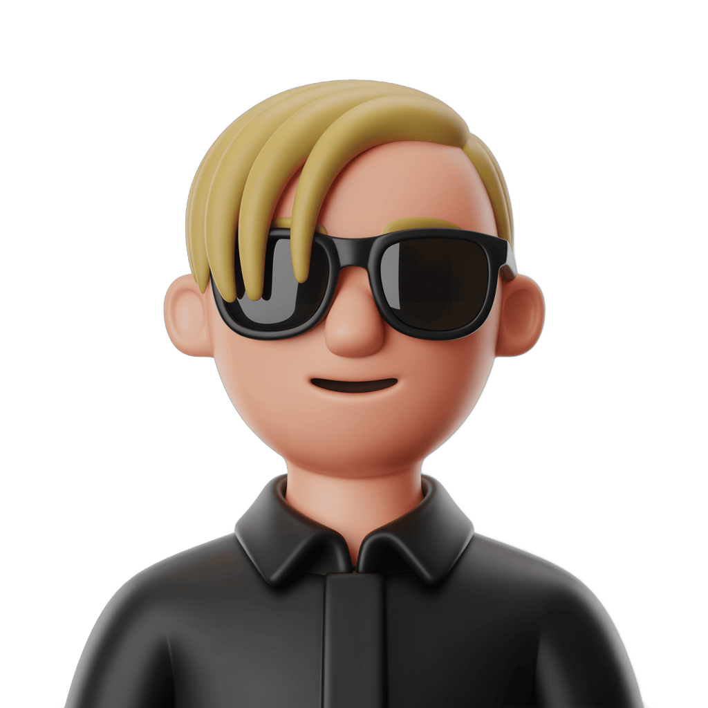 3d cartoon man with blonde mohawk and sunglasses for digital illustrations and branding PNG - transparent background