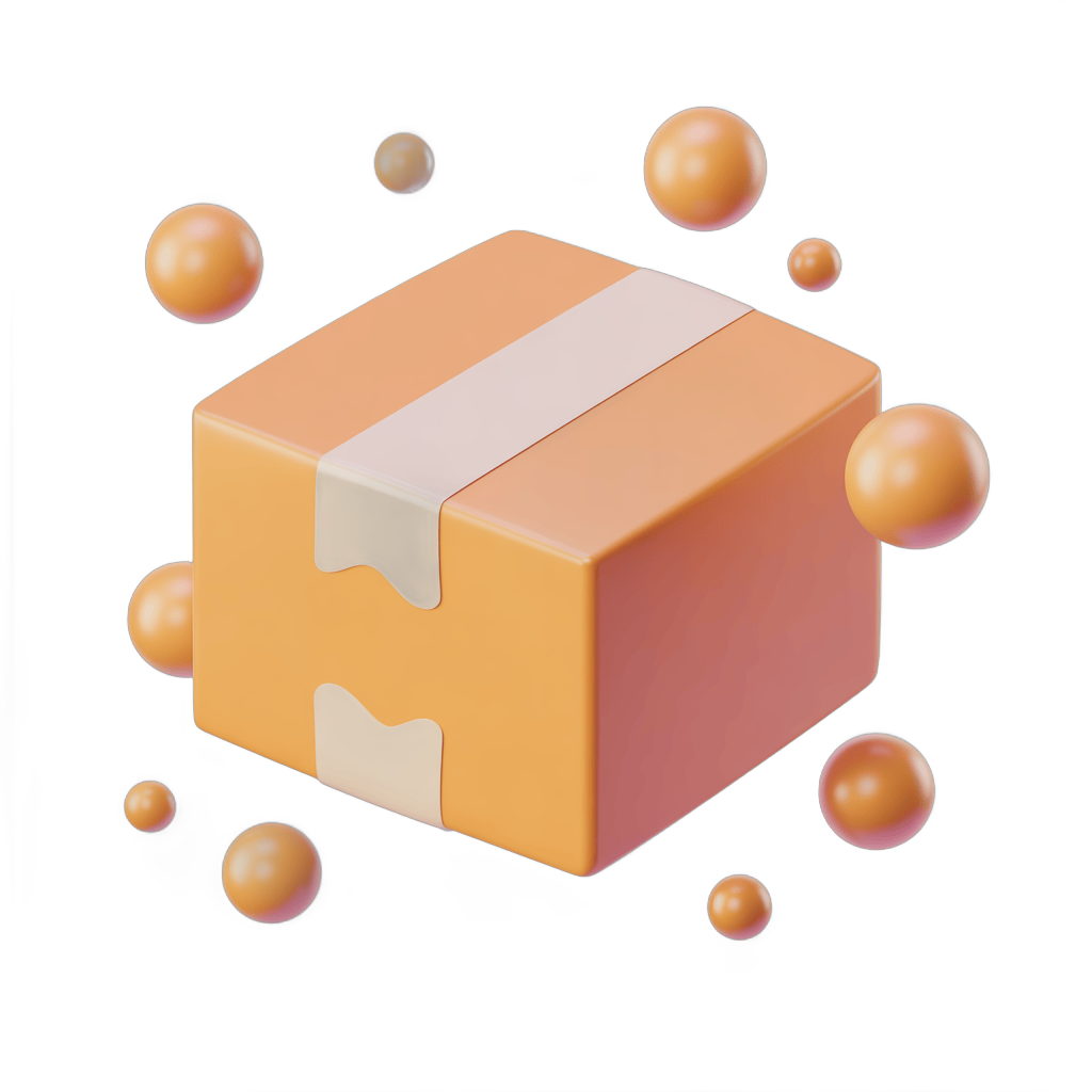 3d cartoon peach box with bubble effect isolated on transparent background for packaging design PNG - transparent background