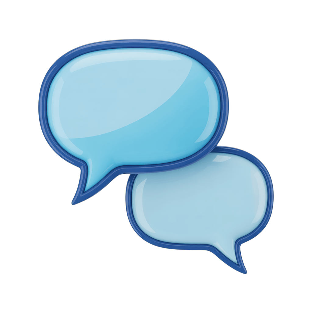 3d cartoon speech bubble graphic for communication design and presentation slides PNG - transparent background