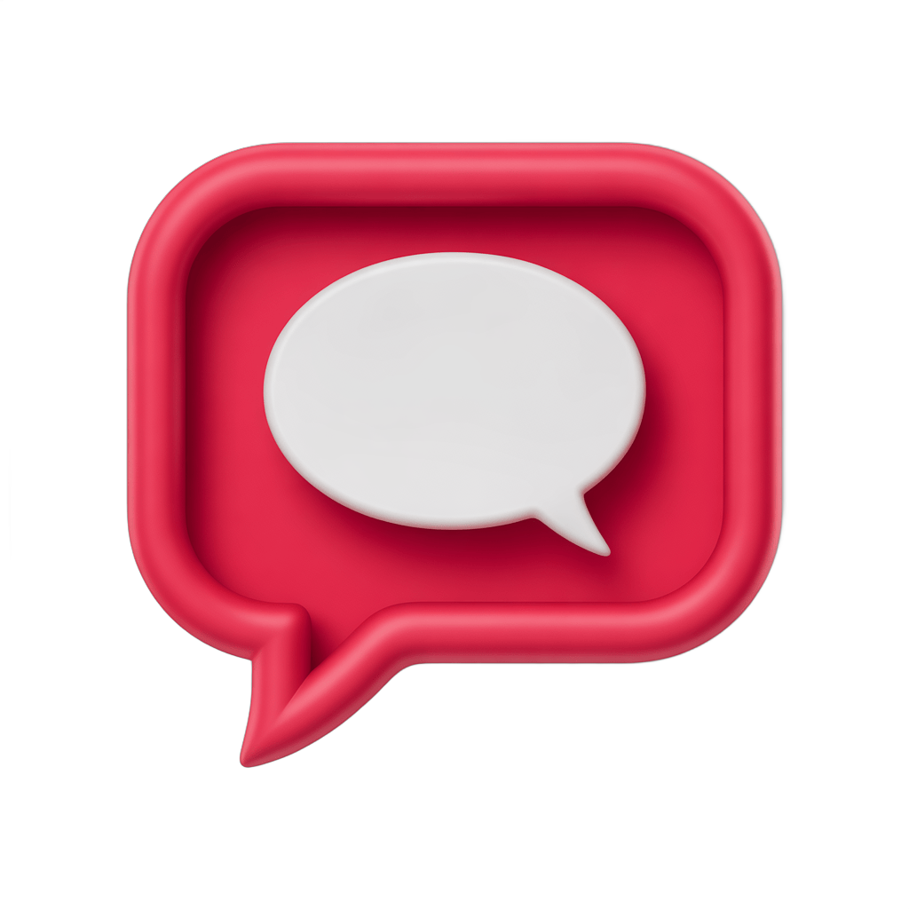 3d cartoon speech bubble icon isolated transparent background for social media chat apps PNG - transparent background