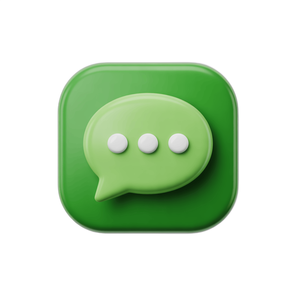 3d cartoon speech bubble icon with dots for messaging app interface design PNG - transparent background