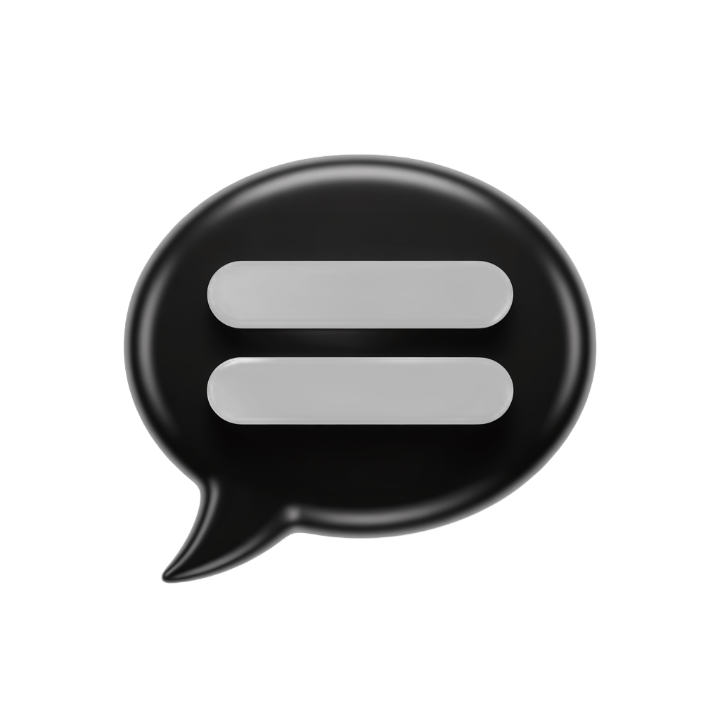 3d cartoon speech bubble icon with equal sign symbol for equality and balance design PNG - transparent background