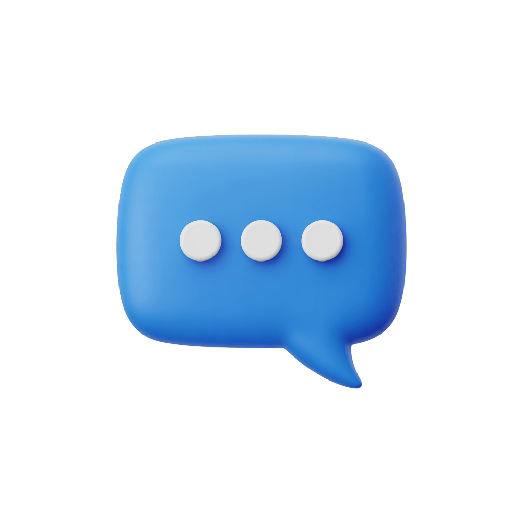 3d cartoon speech bubble icon with three dots for chat message placeholder design PNG - transparent background
