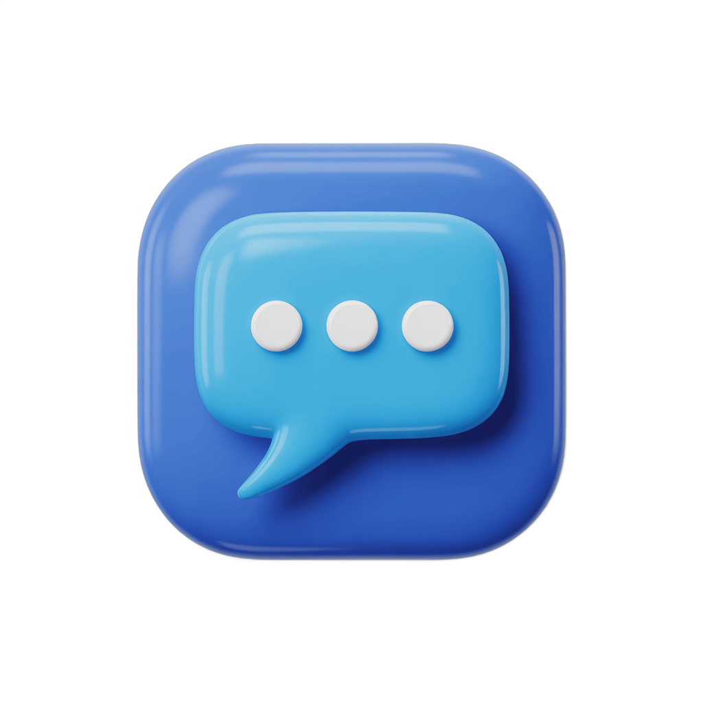 3d cartoon speech bubble icon with three dots for chat or message notifications PNG - transparent background