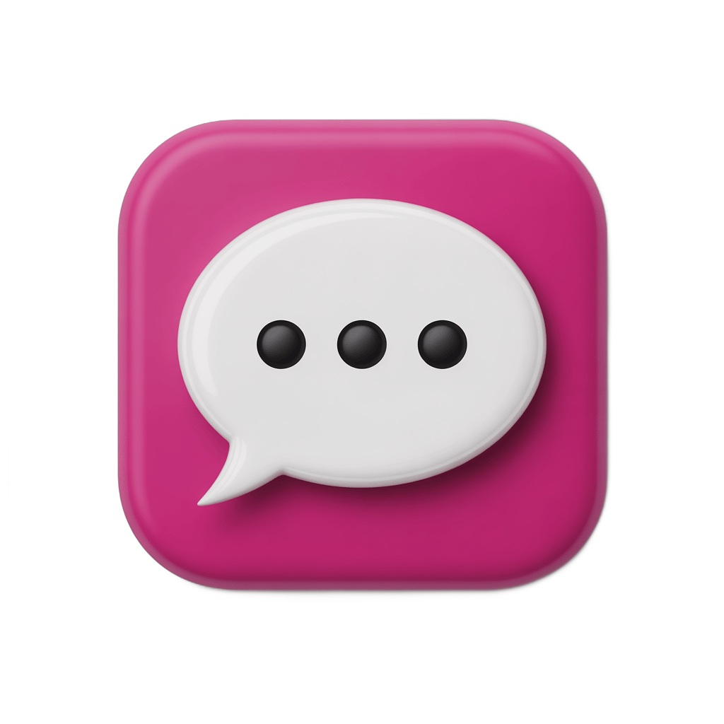 3d cartoon speech bubble icon with three dots for messaging apps and chat interfaces PNG - transparent background