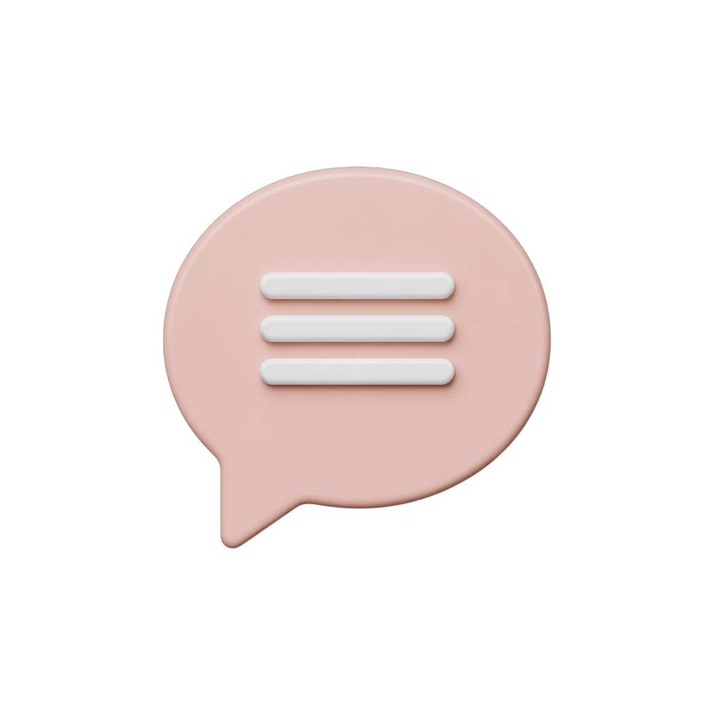 3d cartoon speech bubble icon with three horizontal lines for chat message placeholder design PNG - transparent background