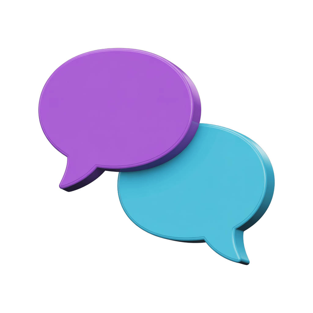3d cartoon speech bubble pair illustration for communication and conversation design projects PNG - transparent background