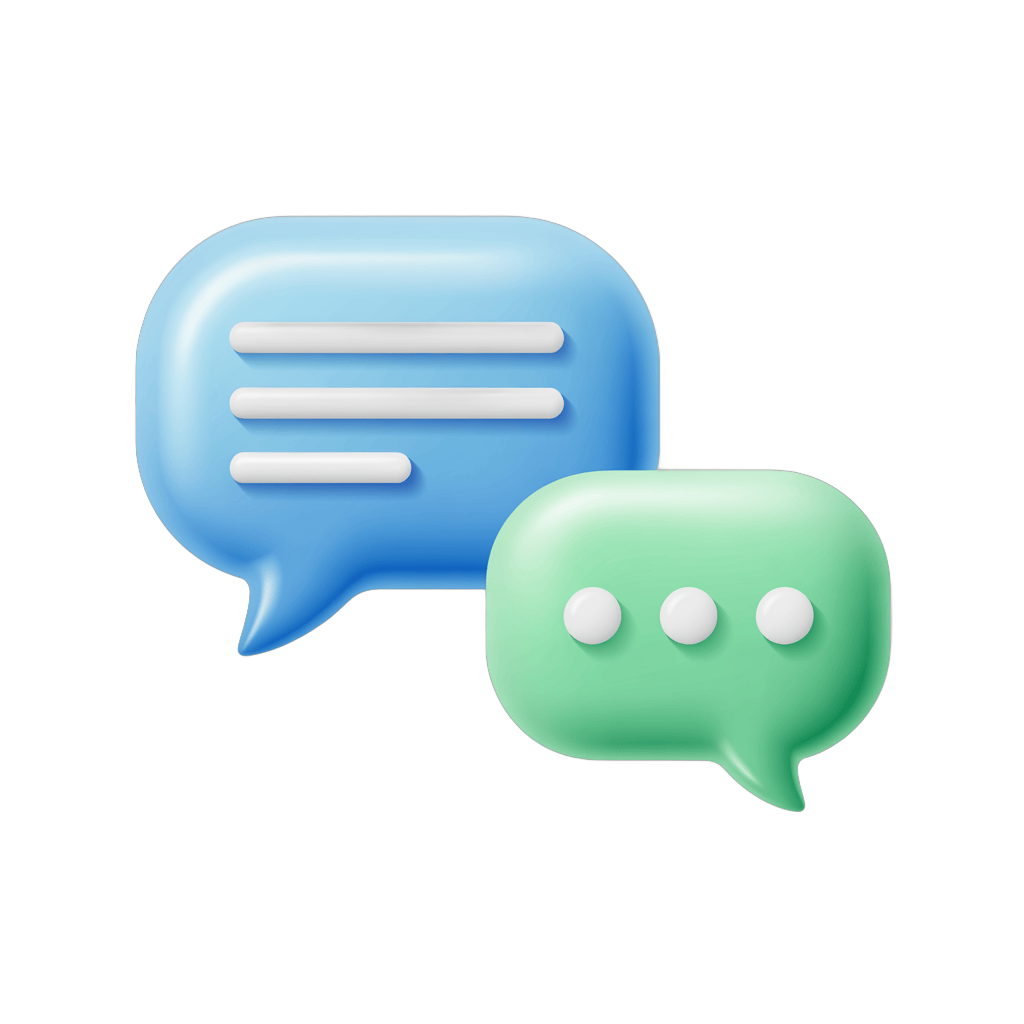 3d cartoon speech bubbles graphic for chat conversation and messaging design PNG - transparent background