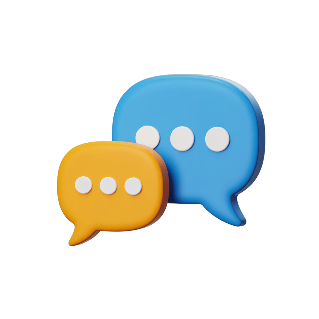 3D cartoon speech bubbles graphic for communication and conversation design projects PNG - transparent background