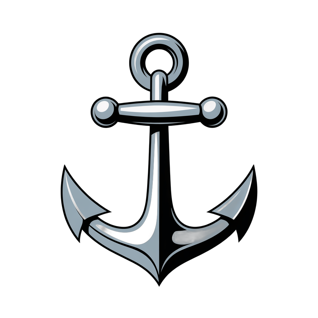 3d cartoon style anchor graphic element for nautical maritime logo design vector illustration PNG - transparent background