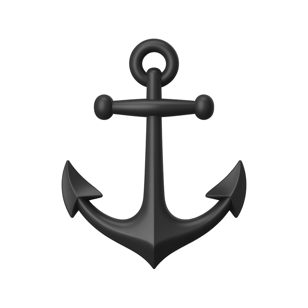 3d cartoon style anchor graphic element for nautical themes and maritime branding designs PNG - transparent background