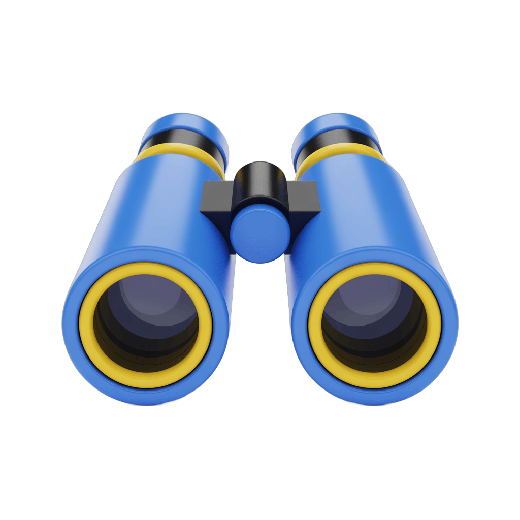 3d cartoon style binoculars graphic element for marketing and presentation designs PNG - transparent background