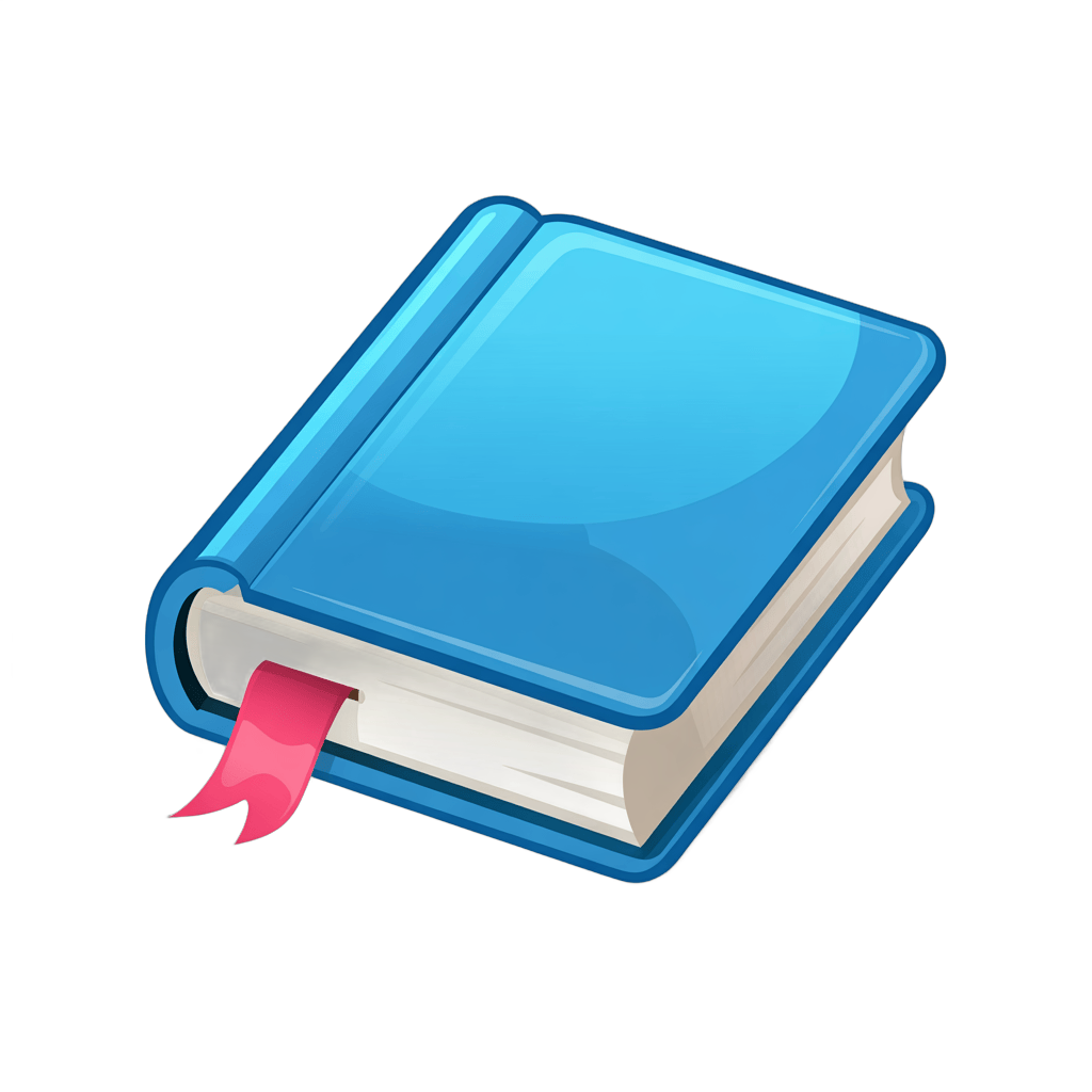 3d cartoon style book icon with pink ribbon marker for education websites and presentations PNG - transparent background