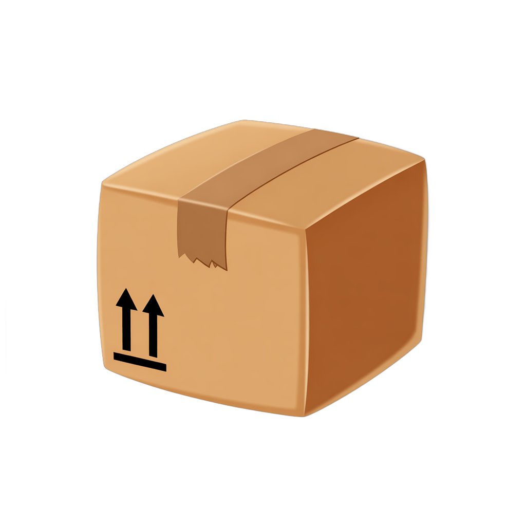 3d cartoon style brown cardboard box with fragile handling symbol for shipping packaging design PNG - transparent background