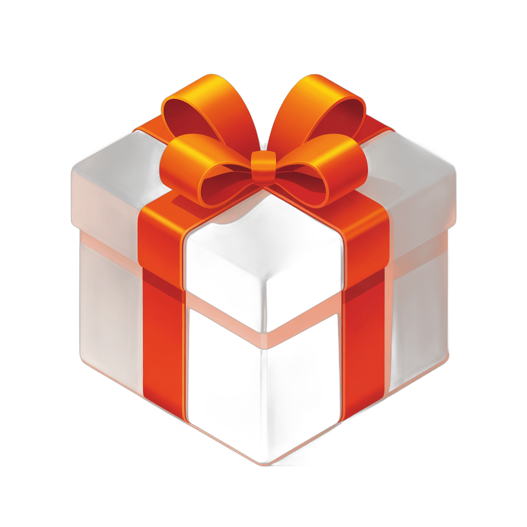 3d cartoon style gift box with orange ribbon for holiday celebration presentation design PNG - transparent background