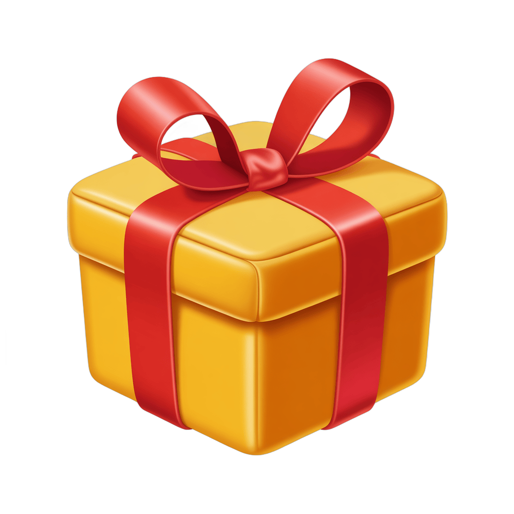 3d cartoon style gift box with red ribbon for holiday presents and celebrations PNG - transparent background