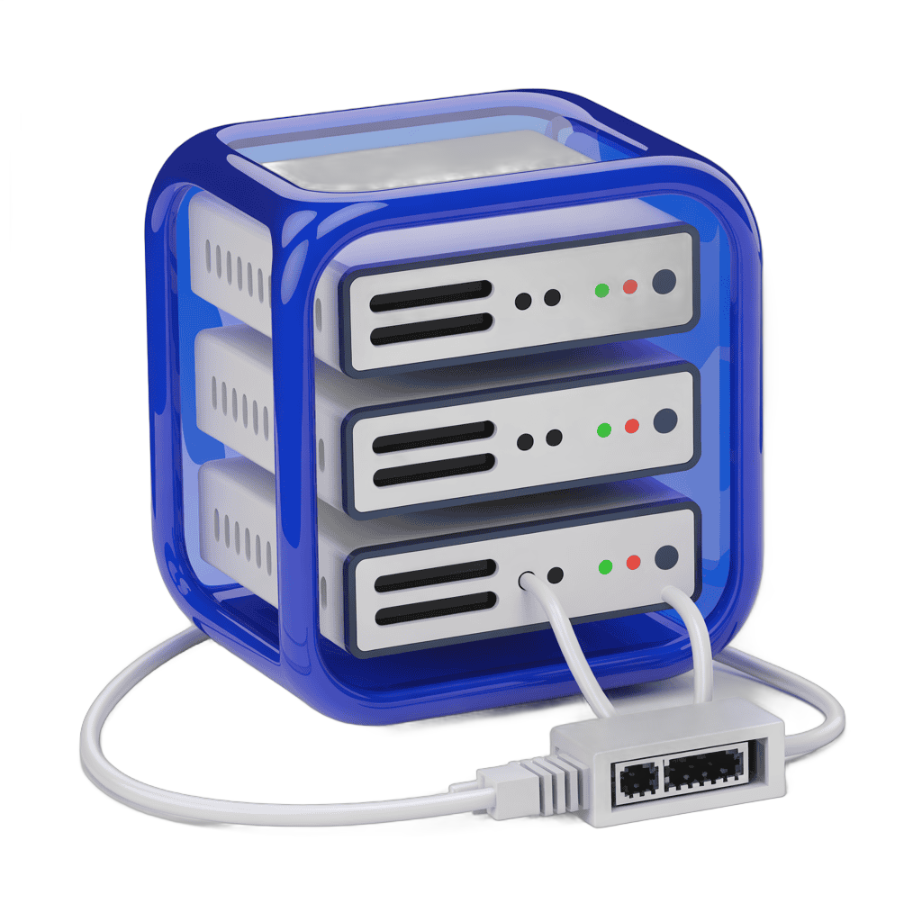 3d cartoon style server rack illustration for network technology presentations and websites PNG - transparent background