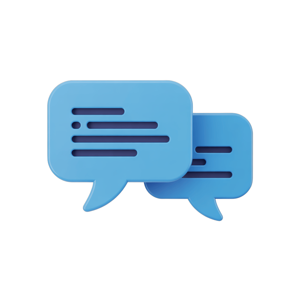 3d cartoon style speech bubble conversation graphic element for presentations and social media PNG - transparent background