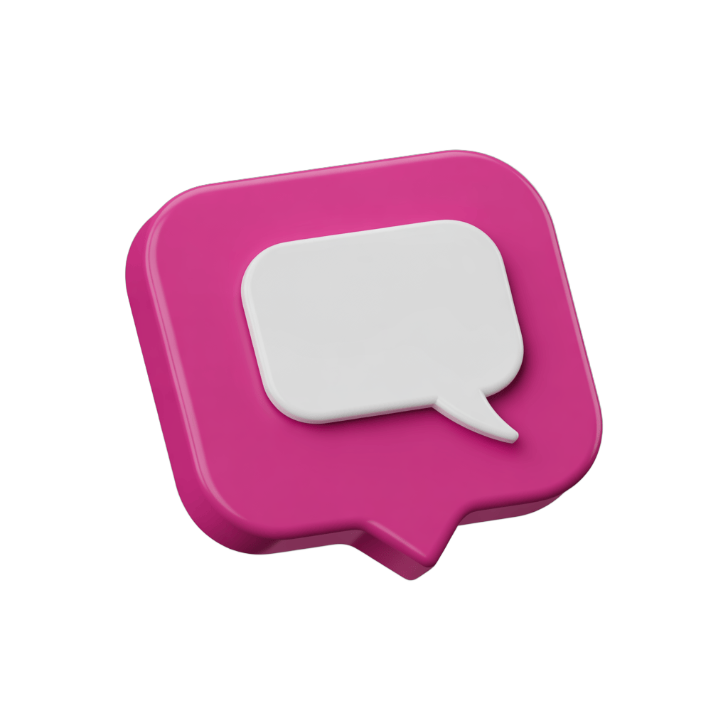 3d cartoon style speech bubble graphic element for social media chat icons and app design PNG - transparent background