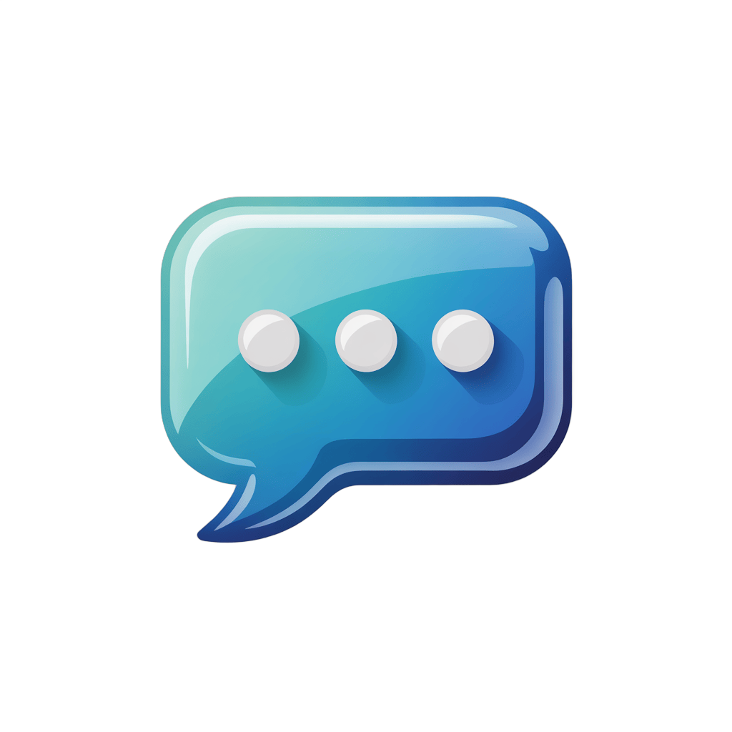 3d cartoon style speech bubble icon with three dots for chat conversation design PNG - transparent background