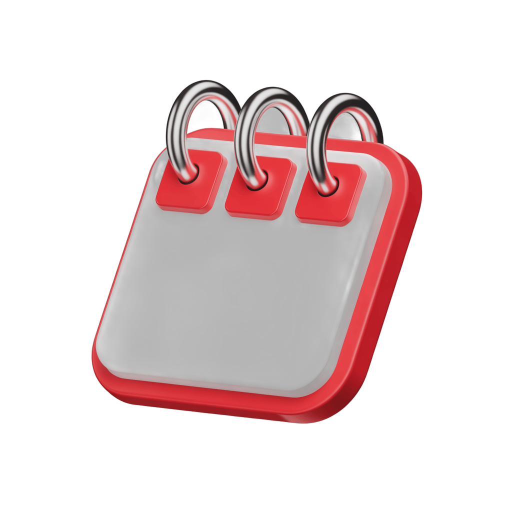 3d cartoon style spiral bound notebook icon for planning and organization use PNG - transparent background
