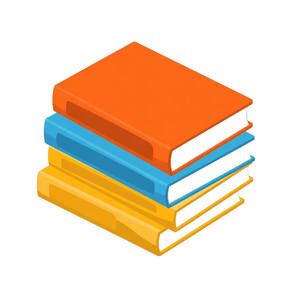 3d cartoon style stack of colorful books isolated on transparent background for education marketing PNG - transparent background