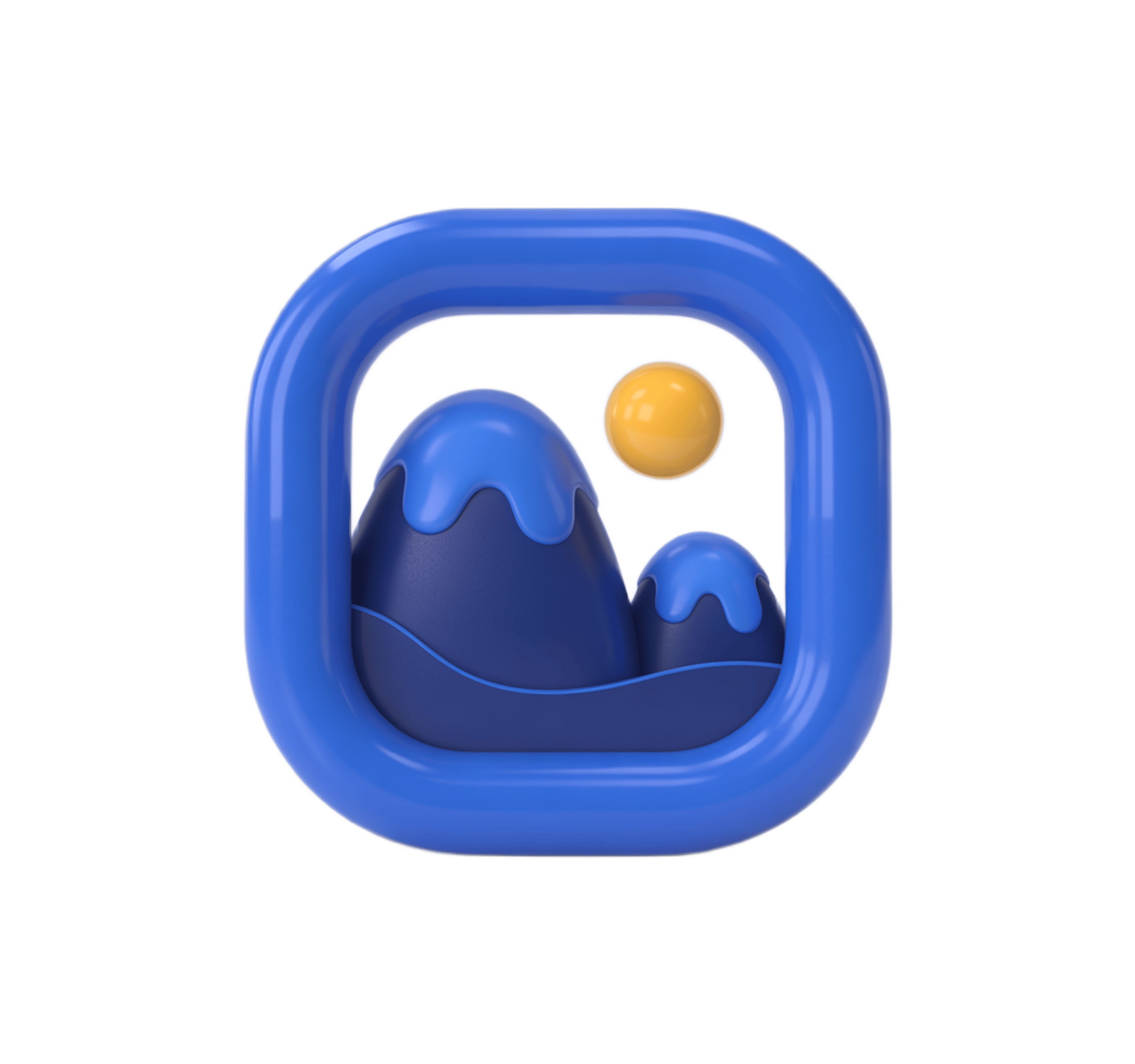 3d clipart of colorful toy with mountain and sun for children educational games and apps PNG - transparent background