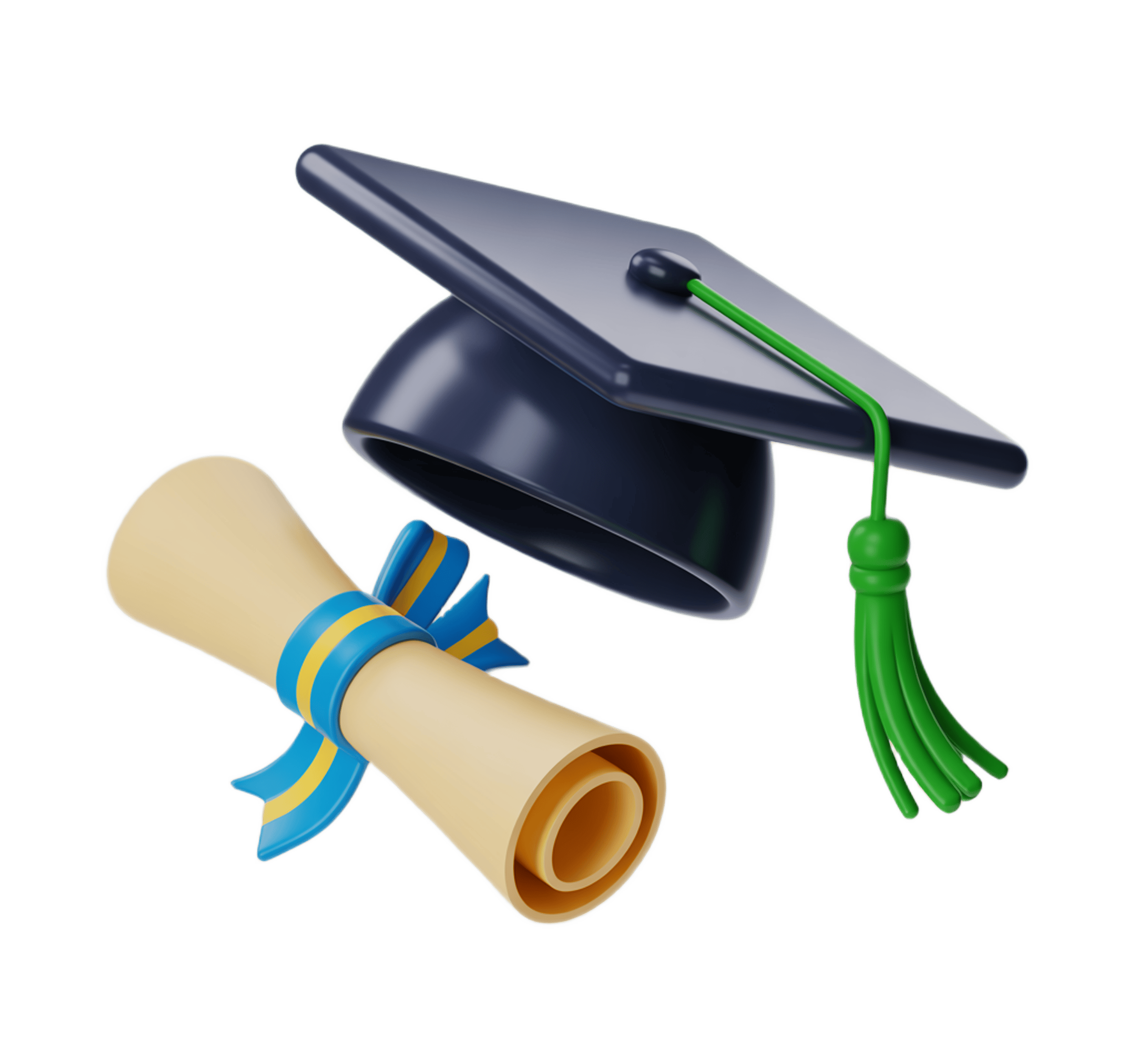 3d graduation cap and diploma illustration for academic achievement celebration designs PNG - transparent background