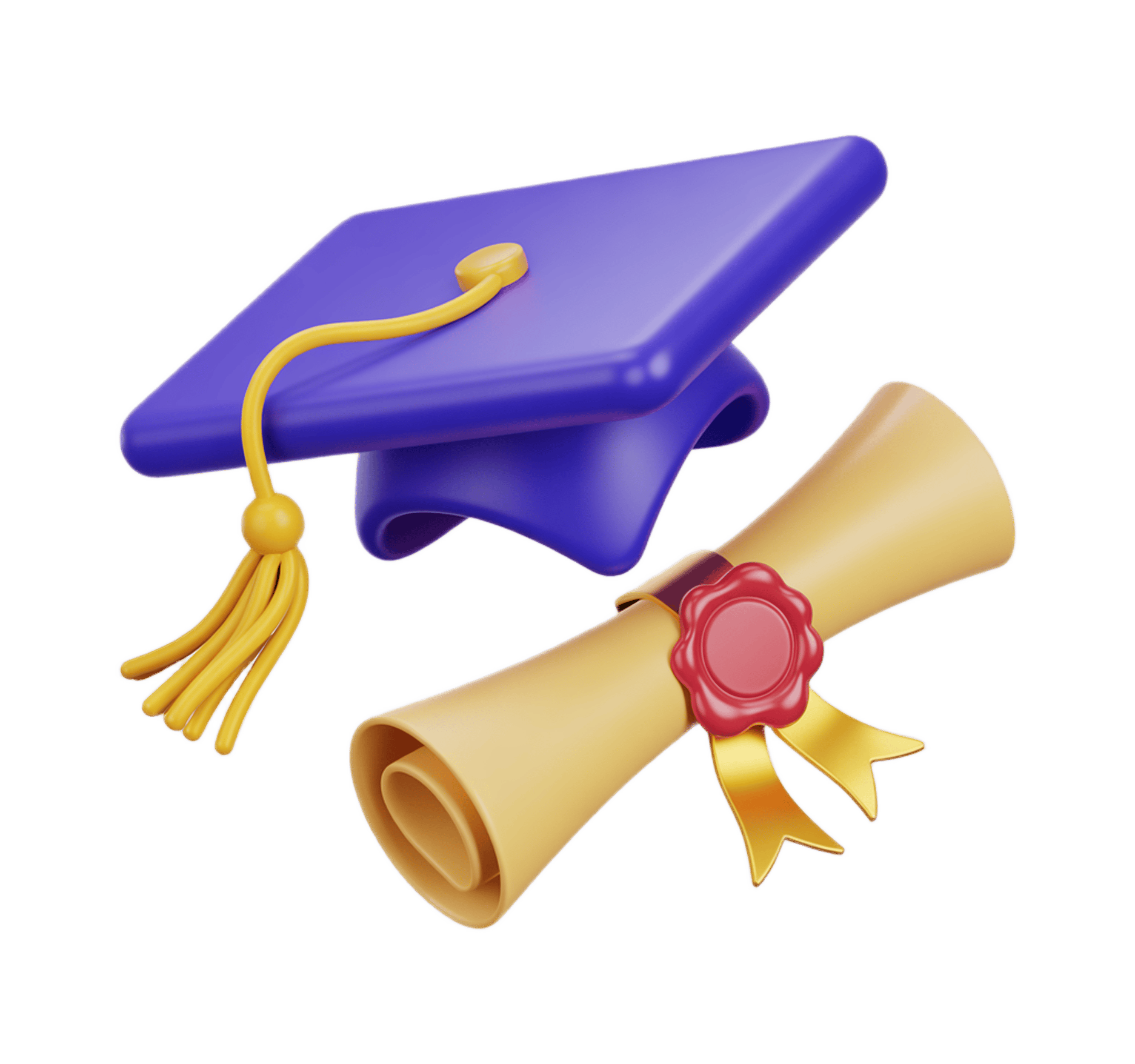 3d graduation cap and diploma illustration for academic achievement awards and educational events PNG - transparent background