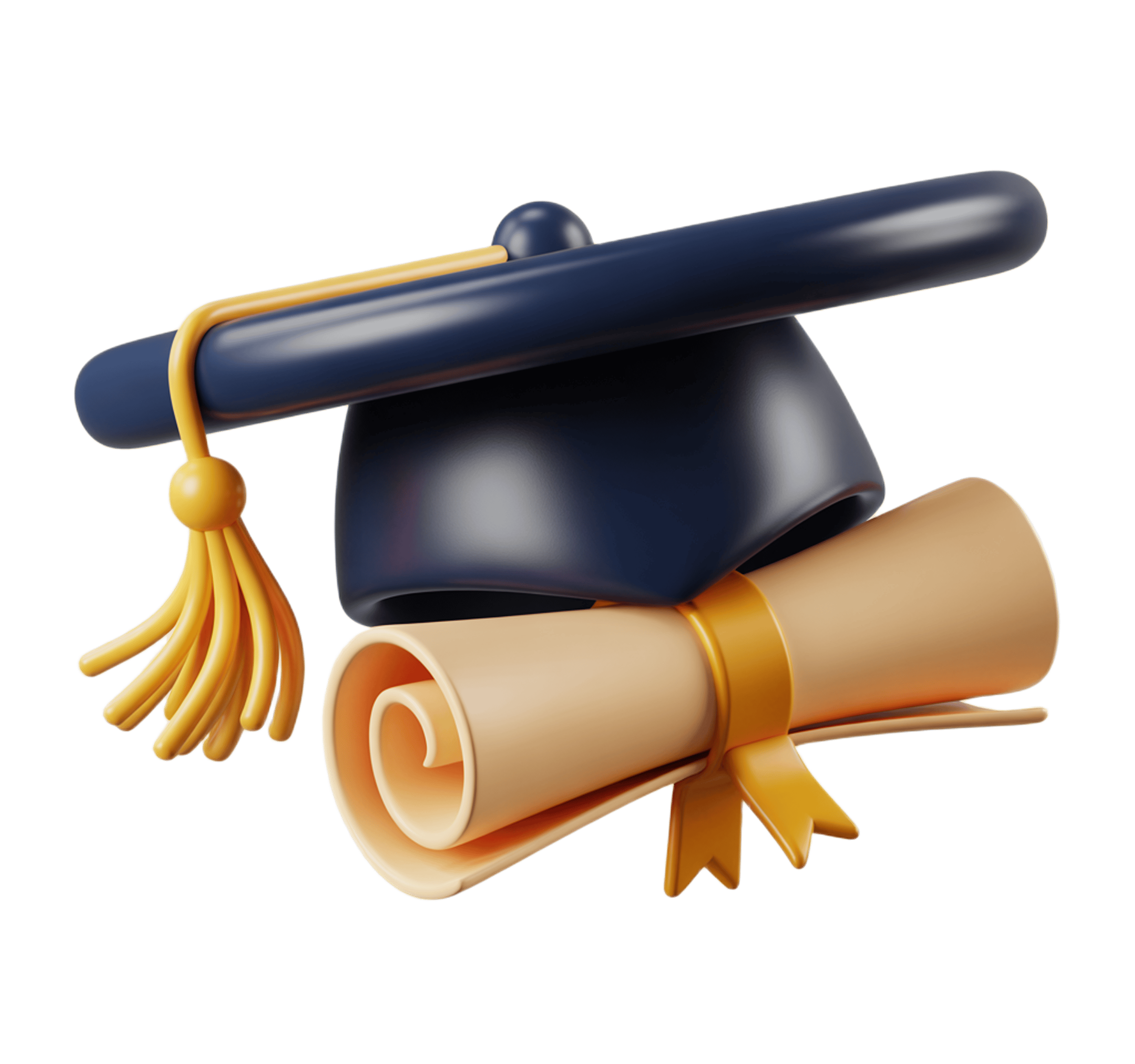3d graduation cap and diploma illustration for academic achievement awards and education events PNG - transparent background