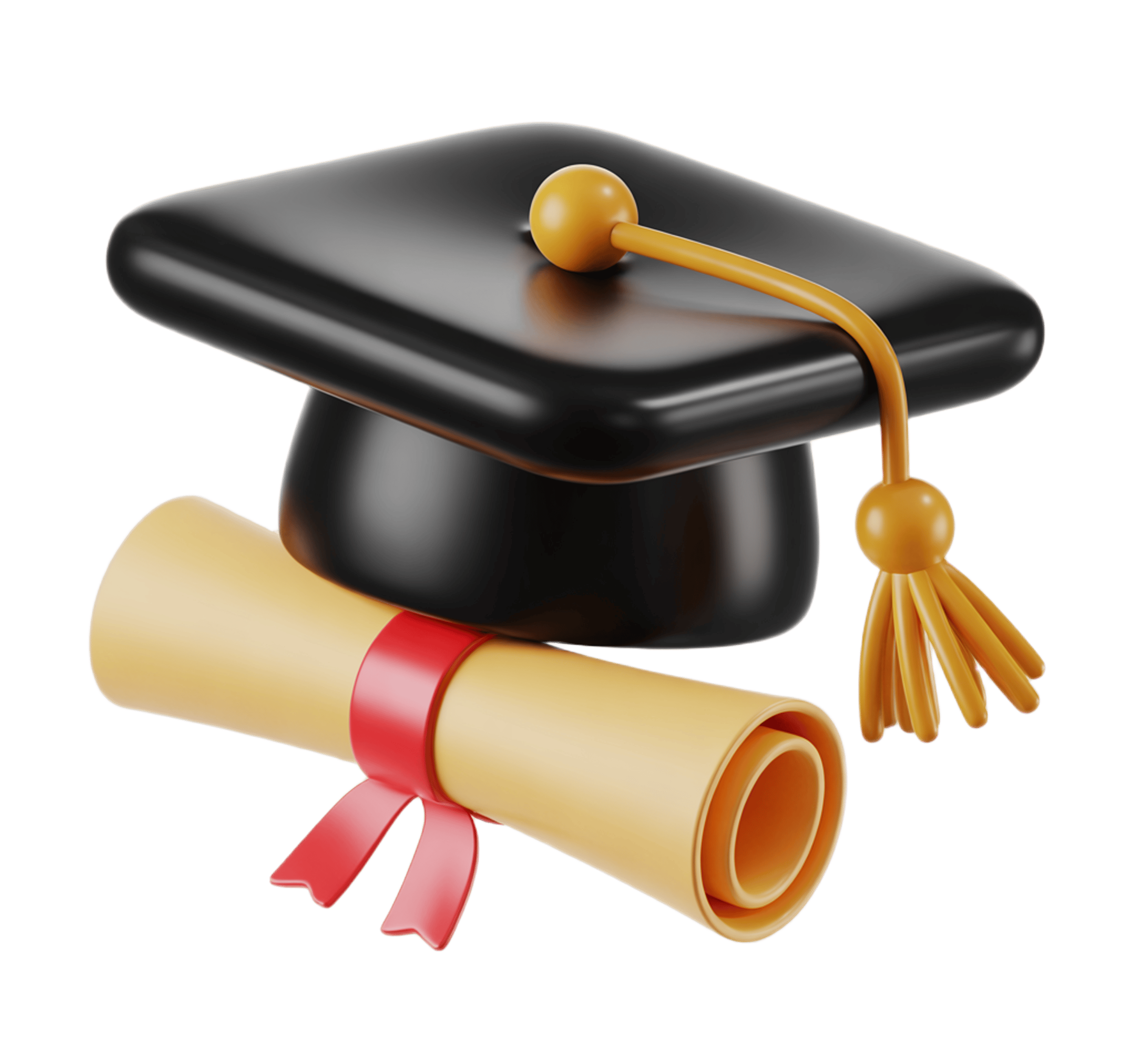 3d graduation cap and diploma illustration for academic achievement awards and education events PNG - transparent background