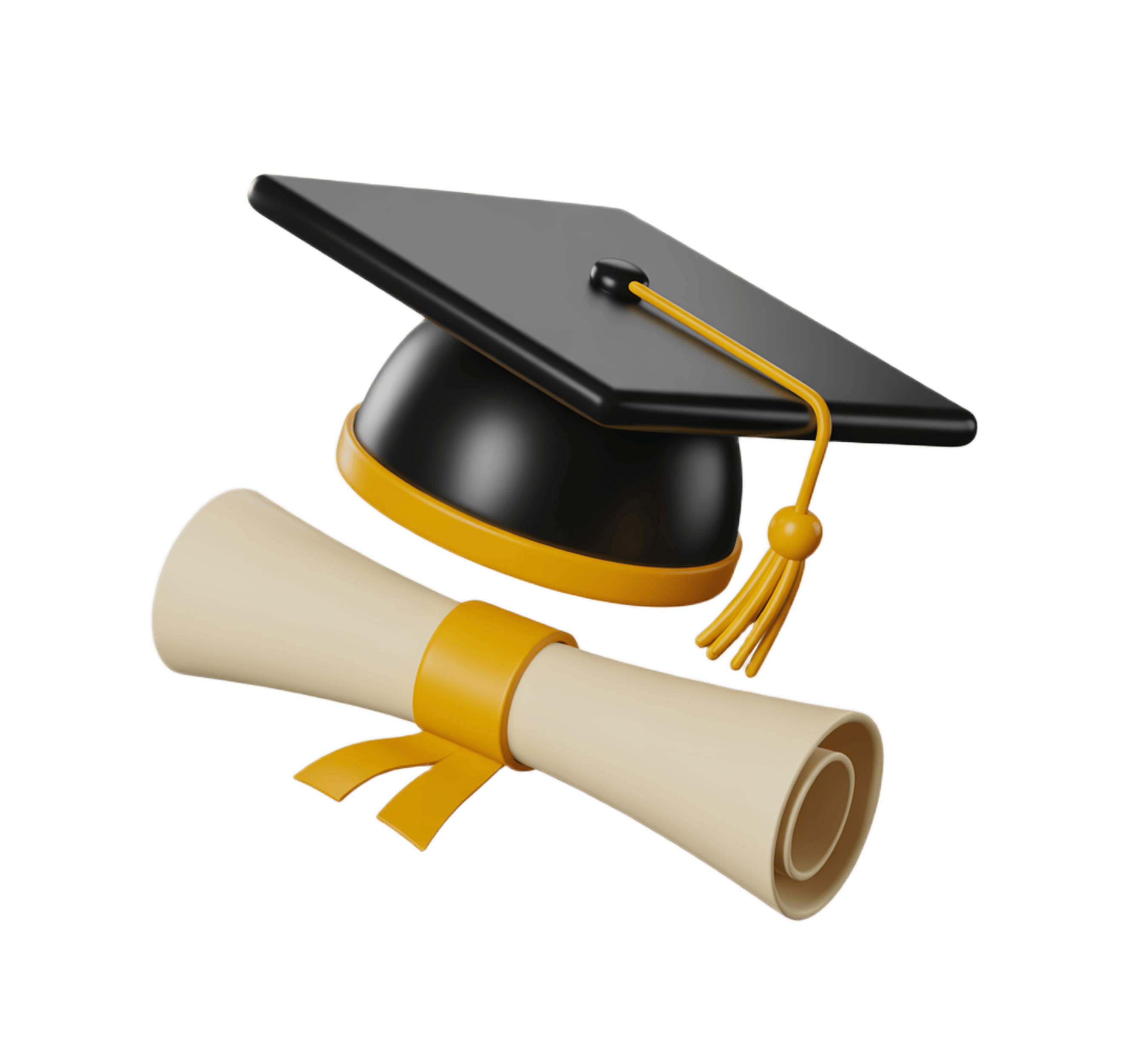 3d graduation cap and diploma illustration for academic achievement awards and education events PNG - transparent background