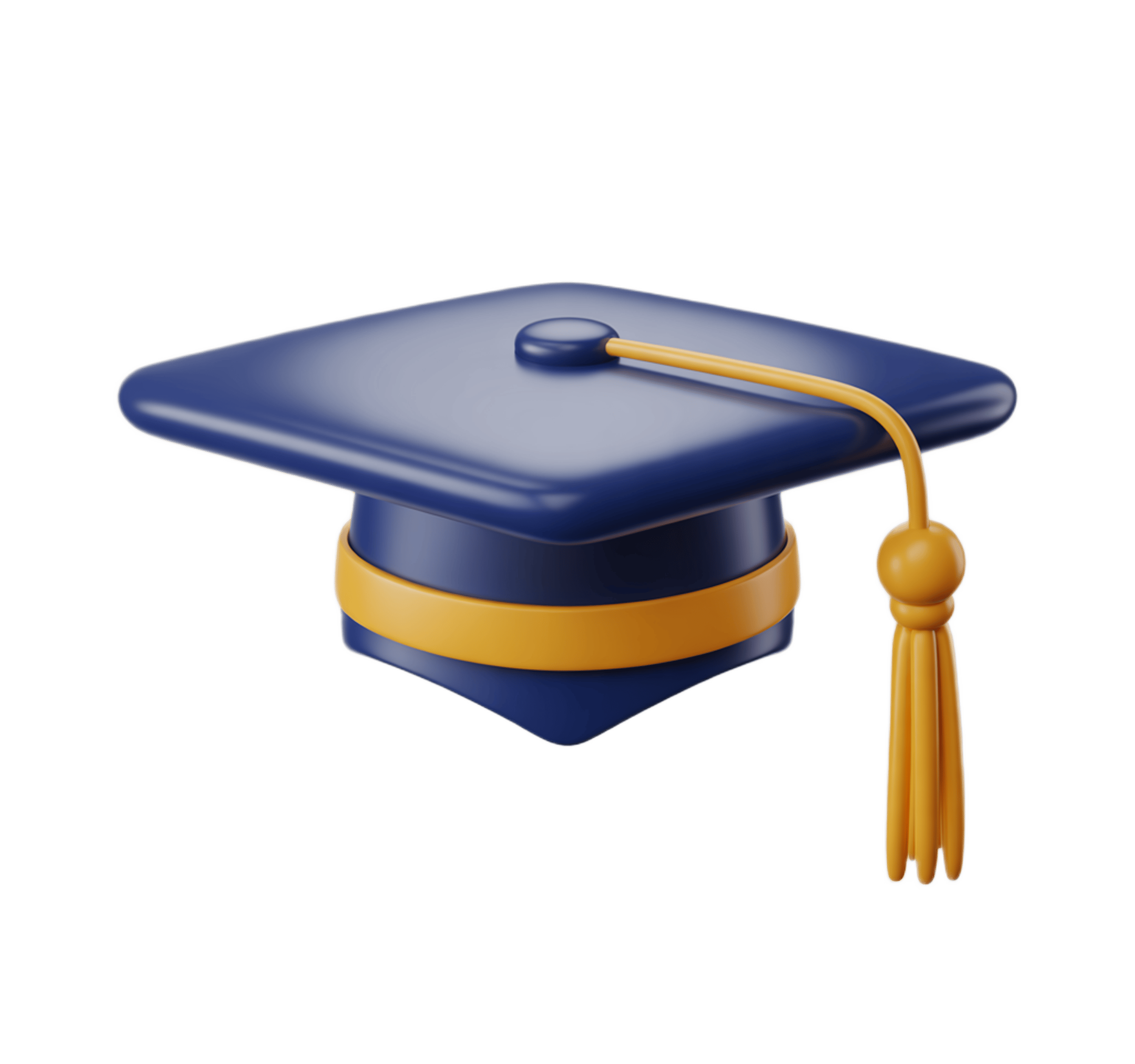 3d graduation cap icon with yellow tassel for academic celebration and diploma events PNG - transparent background