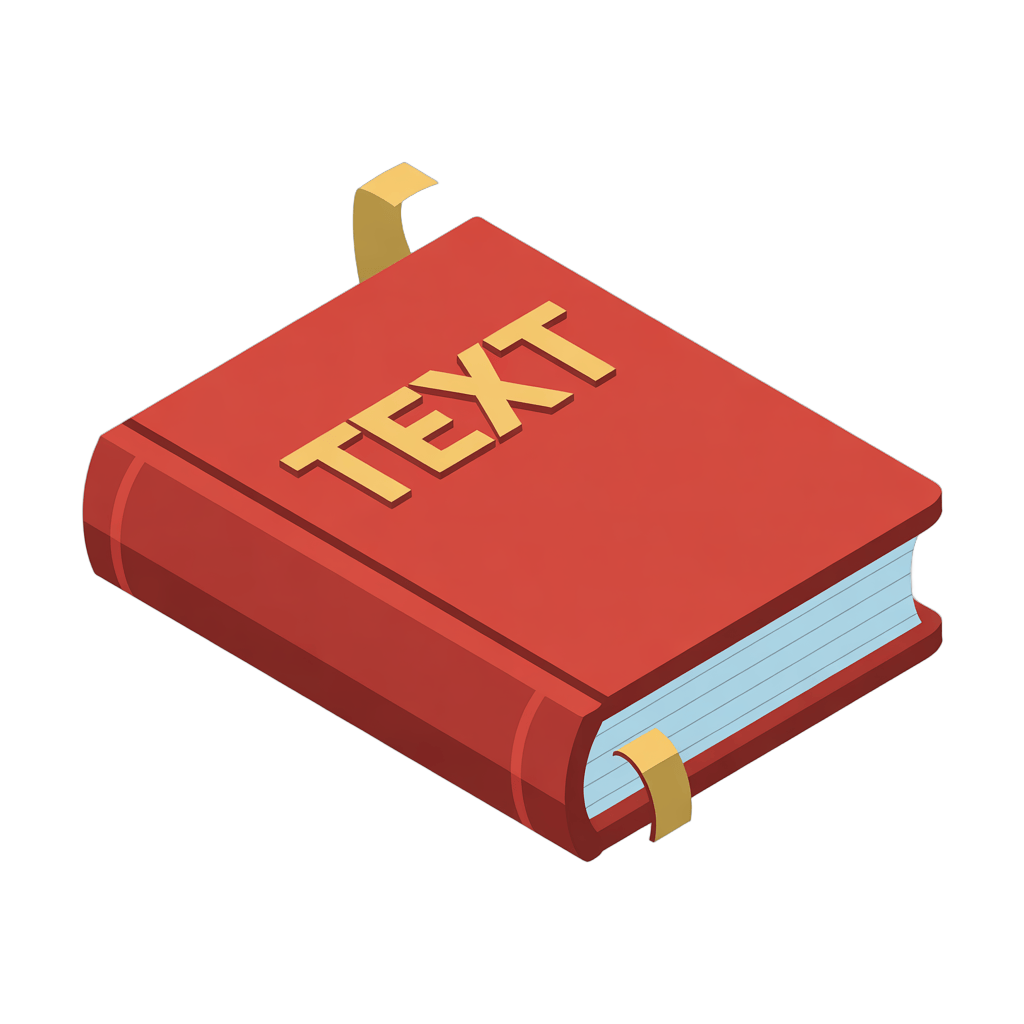 3d isometric illustration of a red book labeled text for educational and editorial design projects PNG - transparent background