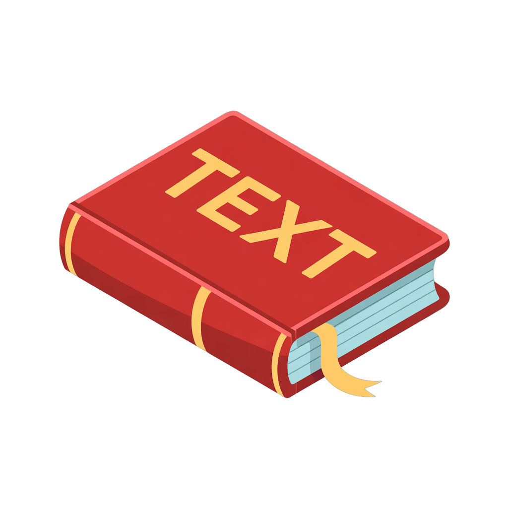 3d isometric illustration of a red book labeled text for educational and editorial design projects PNG - transparent background