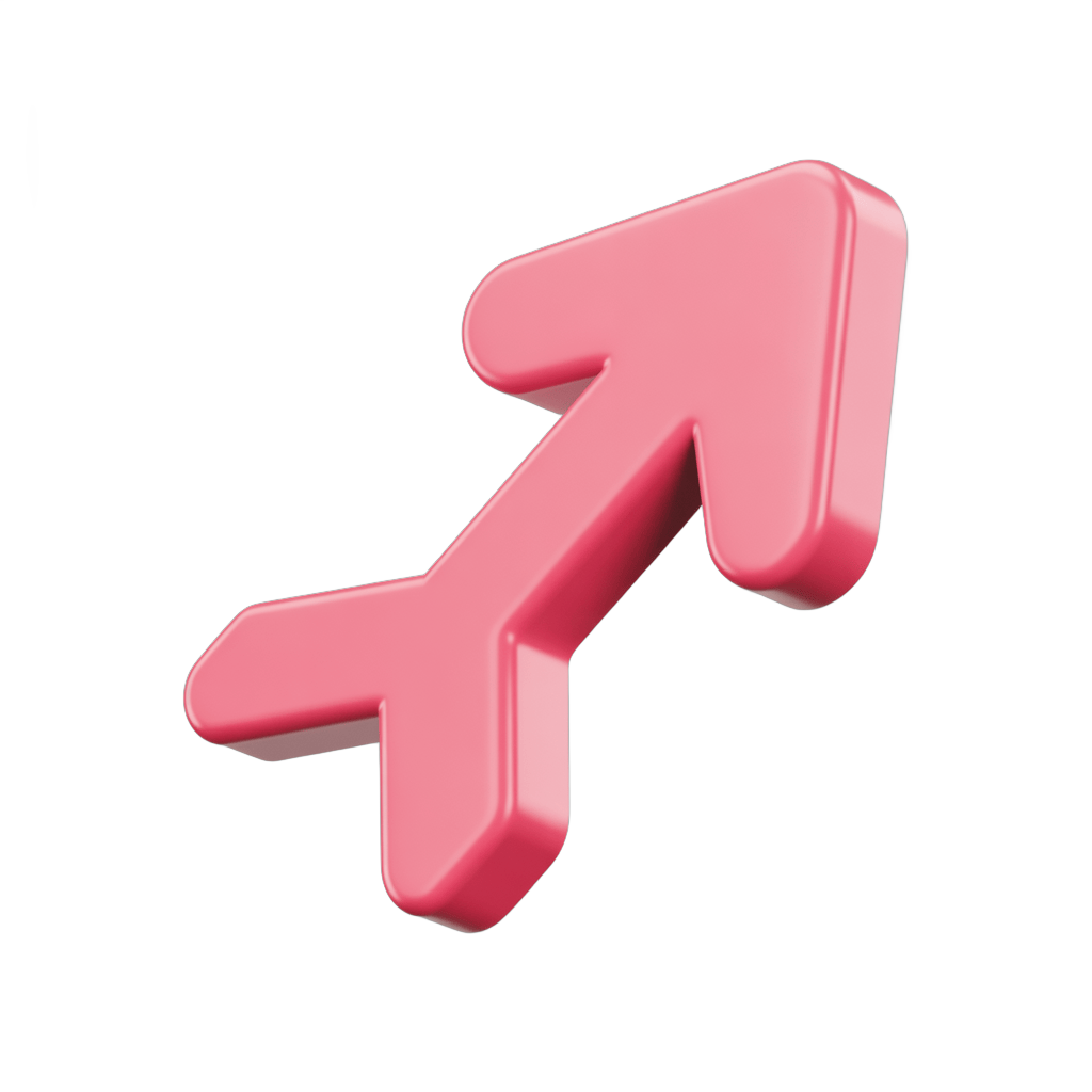 3d pink upward arrow icon isolated on transparent background for presentations and infographics PNG - transparent background