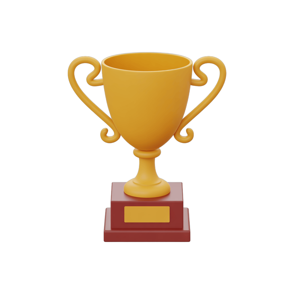 3d trophy cup award icon on transparent background for achievement success celebration PNG - transparent background