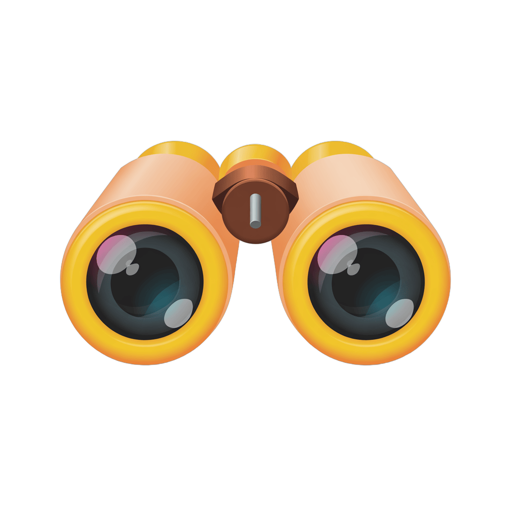 Adorable cartoon binoculars for travel adventure exploration and discovery illustrations PNG - transparent background